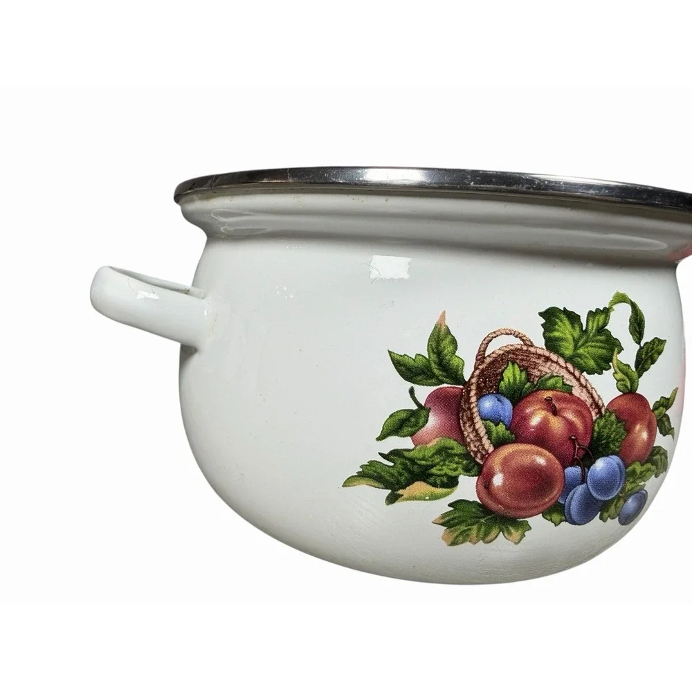 Vintage Enamel Fruit Pot‎ | Farmhouse Cottagecore Rustic Country Kitchen Decor